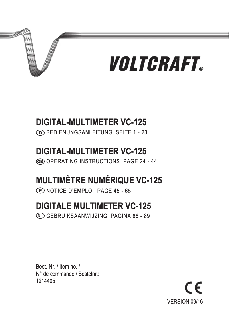 Page n°1 - Manuel utilisateur Voltcraft VC-125