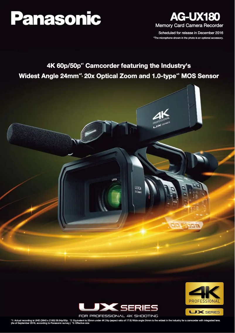 Página 1 del manual Ficha técnica Panasonic AG-UX180