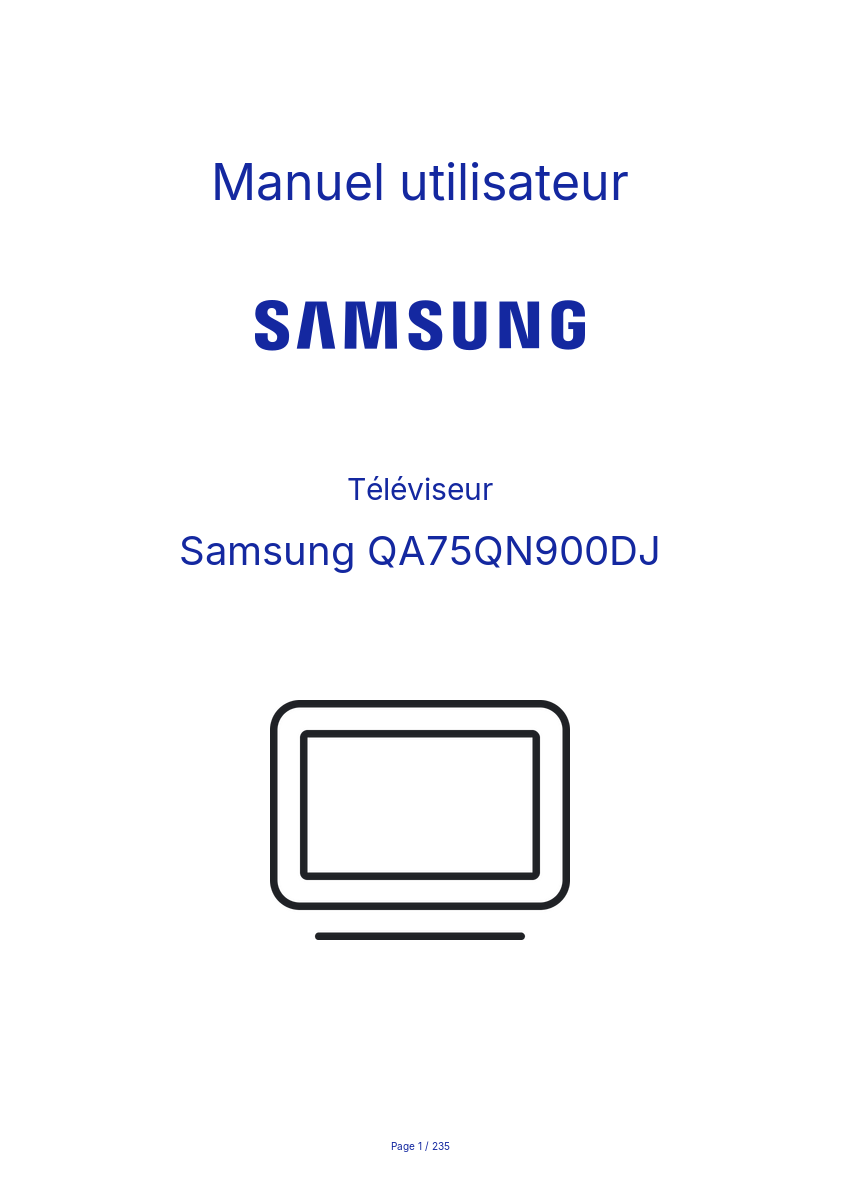 Page 1 de la notice Manuel utilisateur Samsung QA75QN900DJ