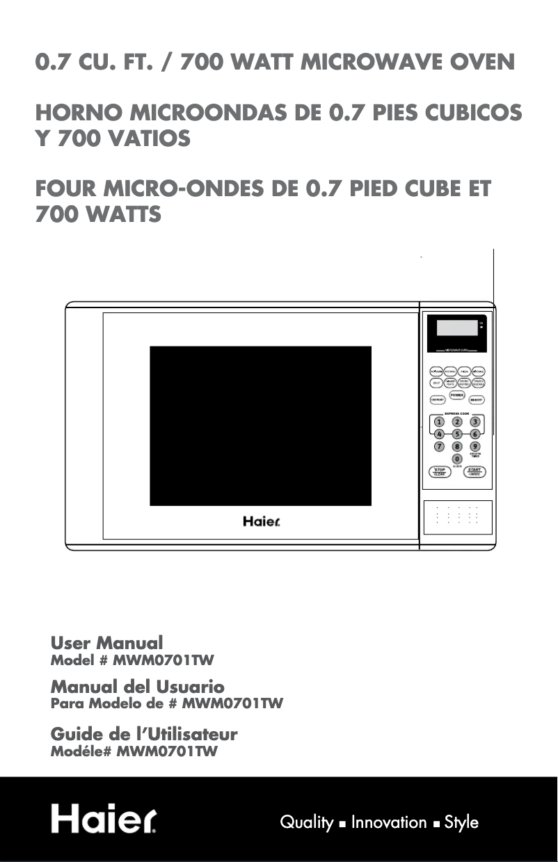 Imagen de la primera página del manual del dispositivo MWM0701TSS
