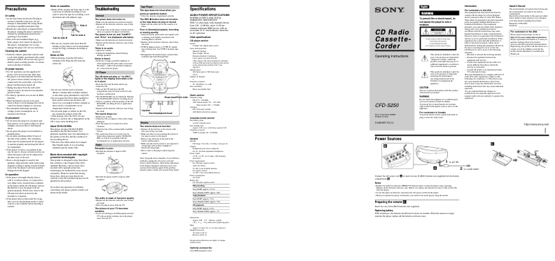 Página 1 del manual Manual de usuario Sony CFD-S250