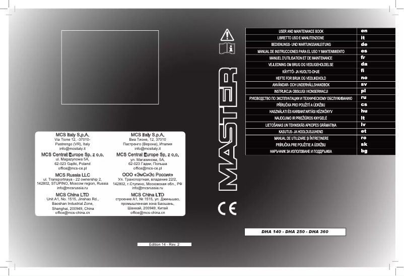 Página 1 del manual Manual de usuario Master DHA 250