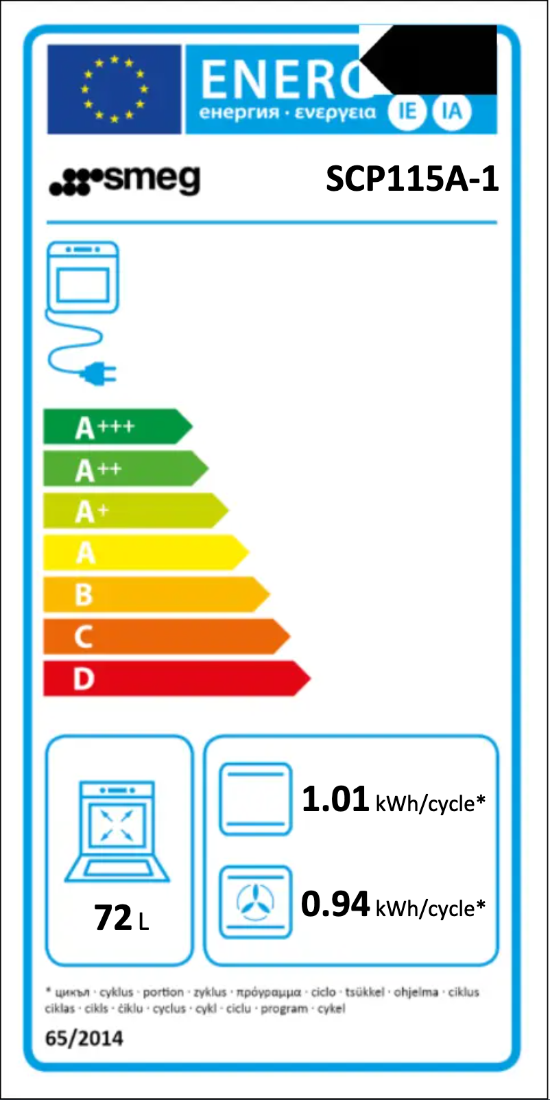Page n°1 - Label énergétique Smeg SCP115A