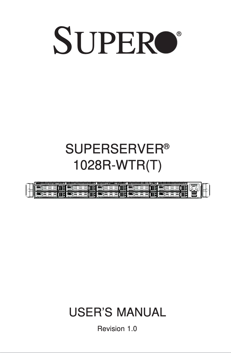 Page 1 de la notice Manuel utilisateur Supermicro SuperServer 1028R-WTR