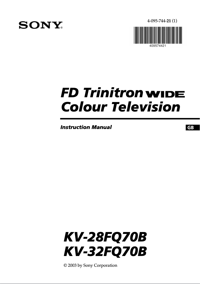 Image de la première page du manuel de l'appareil KV-32FQ70B