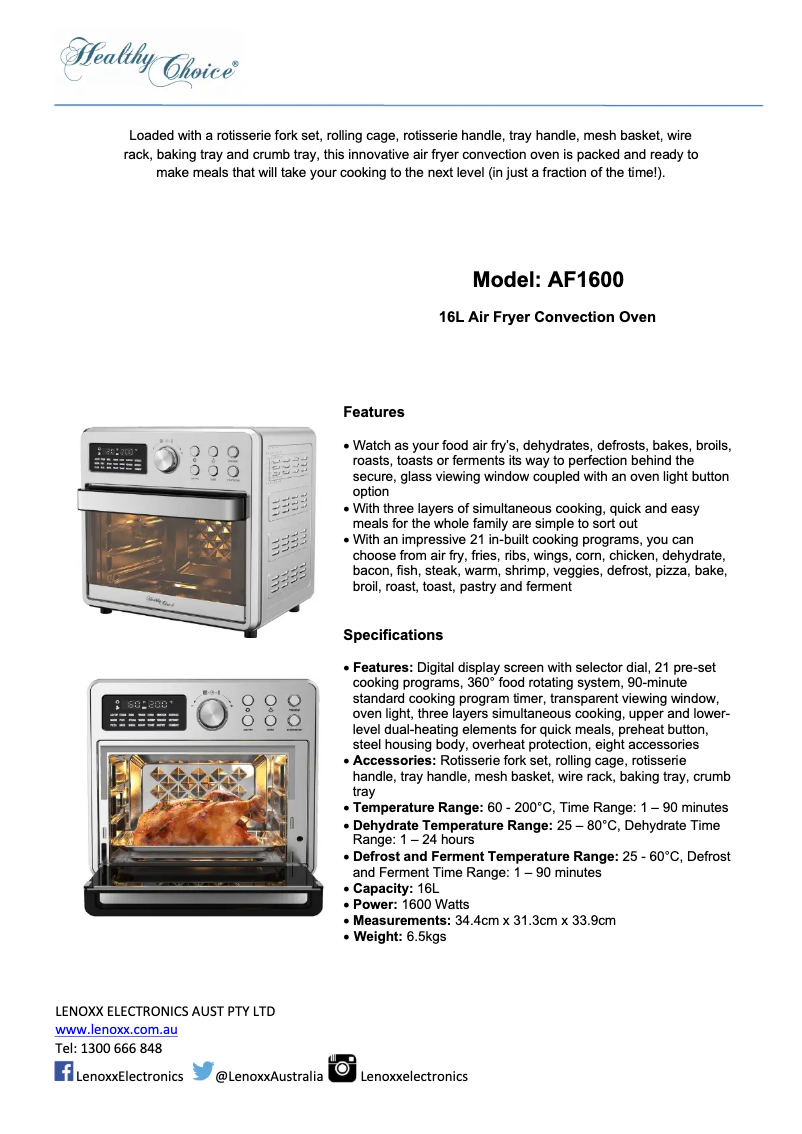 Image de la première page du manuel de l'appareil AF1600