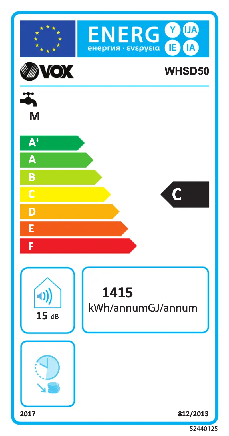 Page 1 de la notice Label énergétique VOX WHSD50