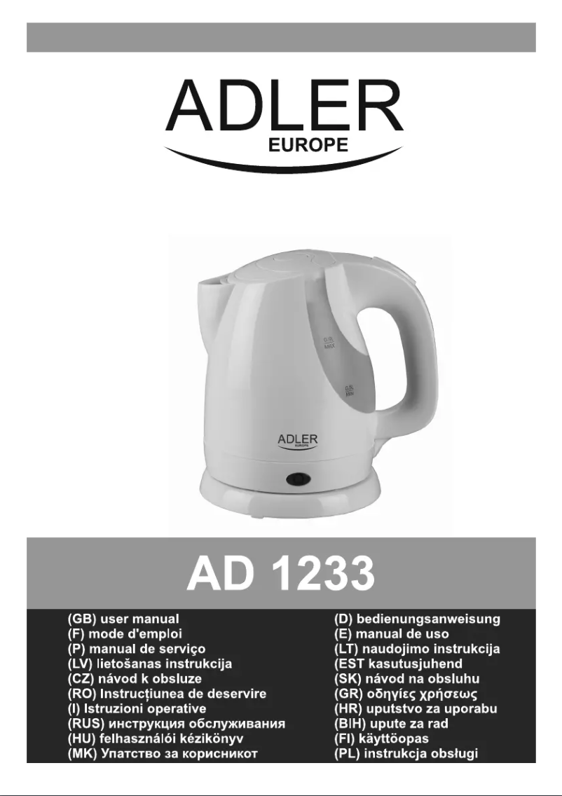 Page 1 de la notice Manuel utilisateur Adler AD 1233