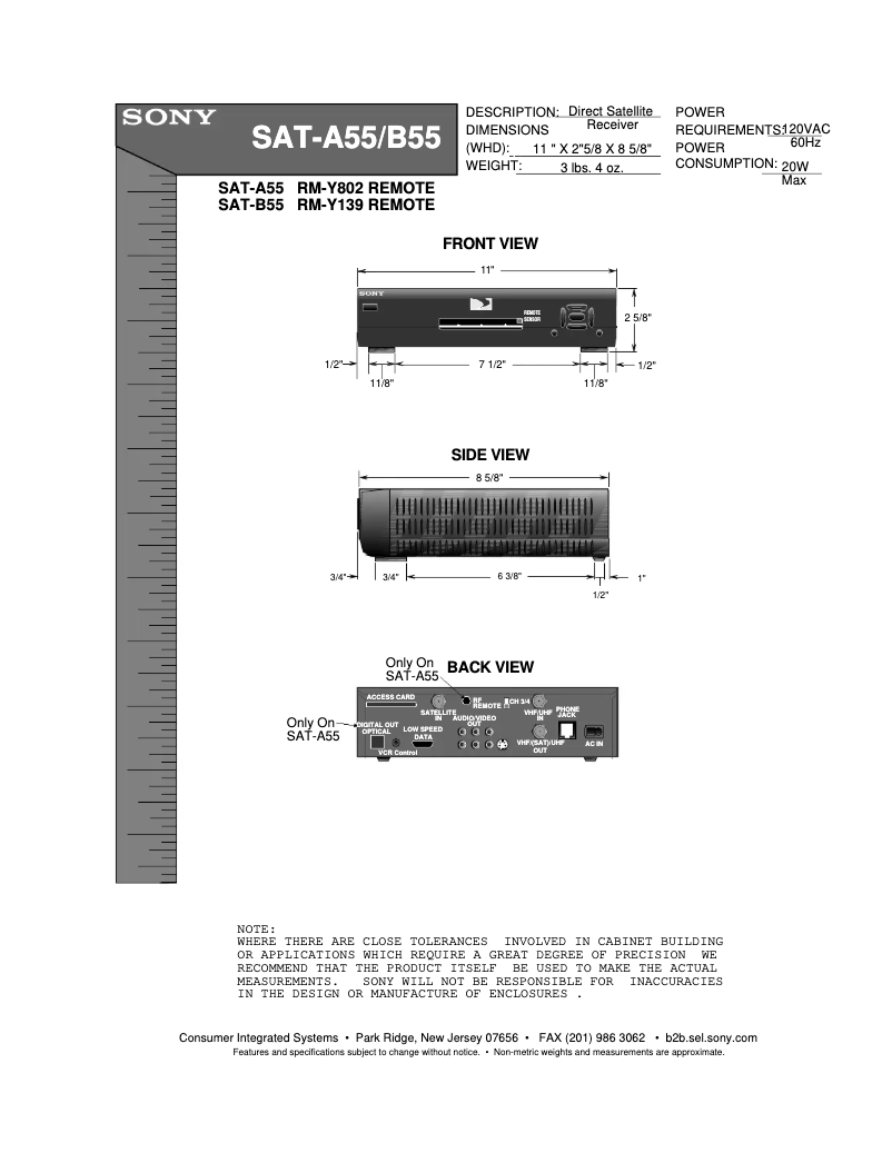 Page n°1 - Guide d'installation Sony SAT-A55