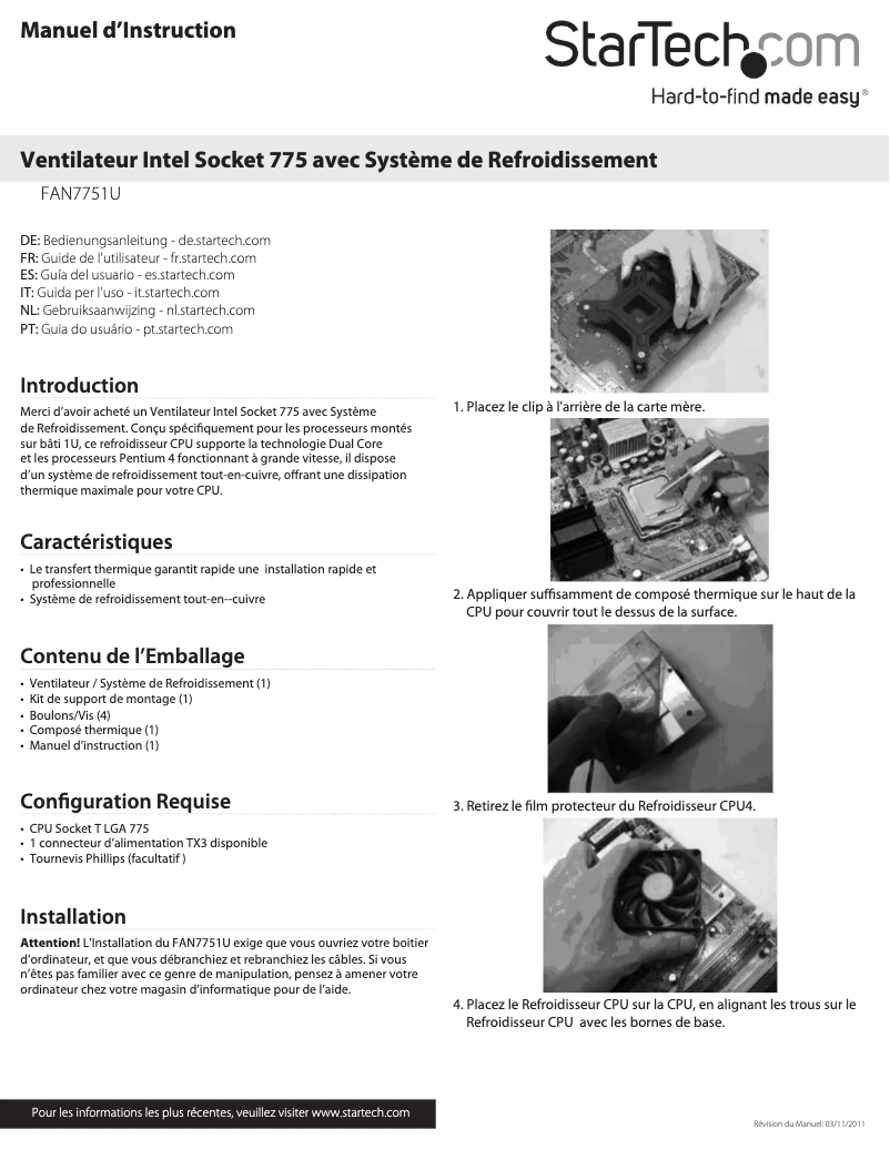 Image de la première page du manuel de l'appareil FAN7751U