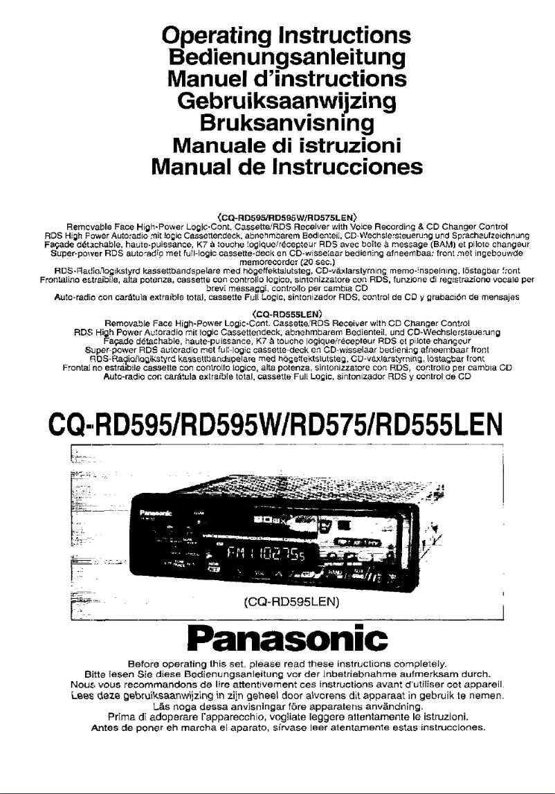 Page 1 de la notice Manuel utilisateur Panasonic CQ-RD595W