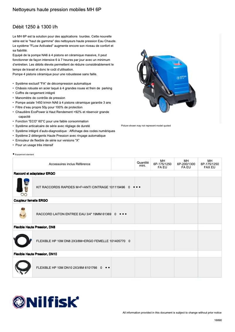 Página 1 del manual Ficha técnica Nilfisk MH 6