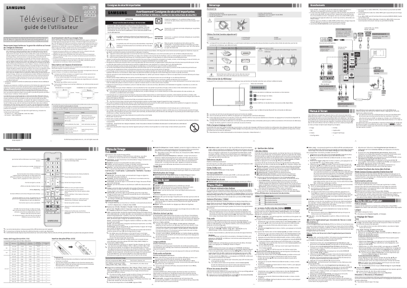Image de la première page du manuel de l'appareil UN32J5003BF