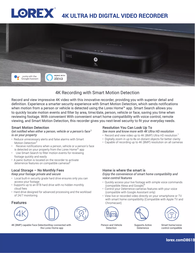Page n°1 - Fiche technique Lorex D86162T-A8DAB