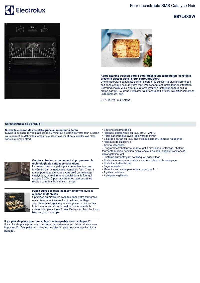 Page n°1 - Fiche technique Electrolux EB7L4XSW