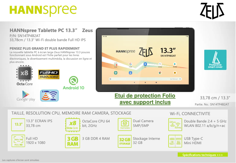 Page 1 de la notice Manuel utilisateur Hannspree Pad Zeus