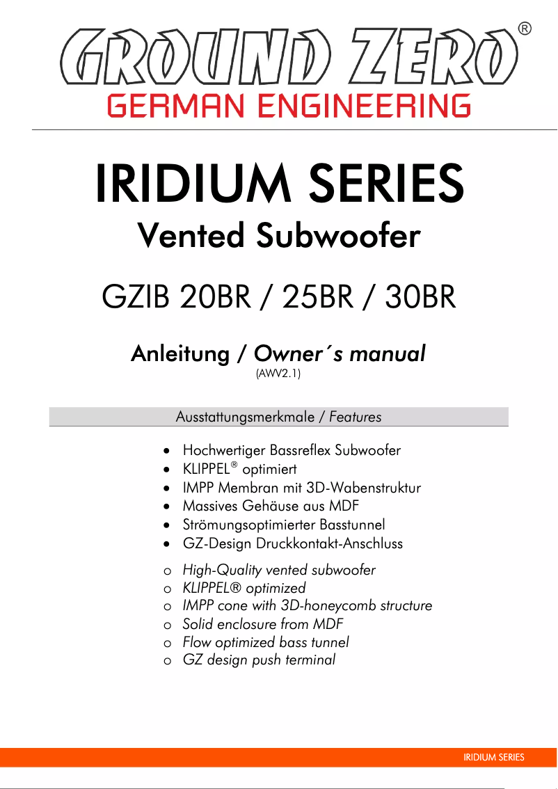 Imagen de la primera página del manual del dispositivo GZIB 20BR