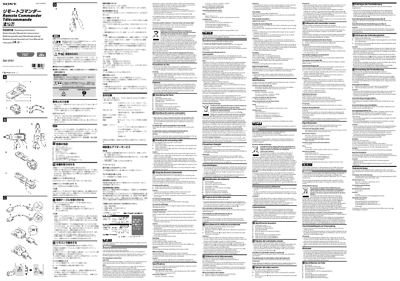 Image de la première page du manuel de l'appareil RM-VPR1
