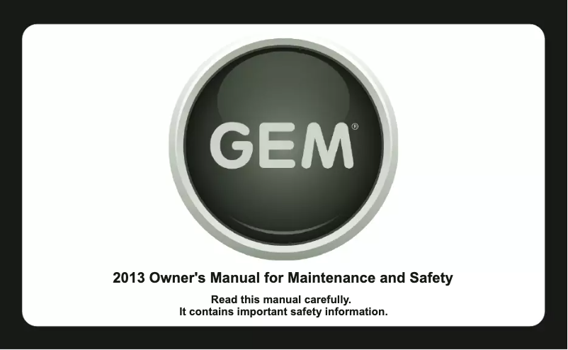 Page 1 de la notice Manuel utilisateur GEM INTL (2013)