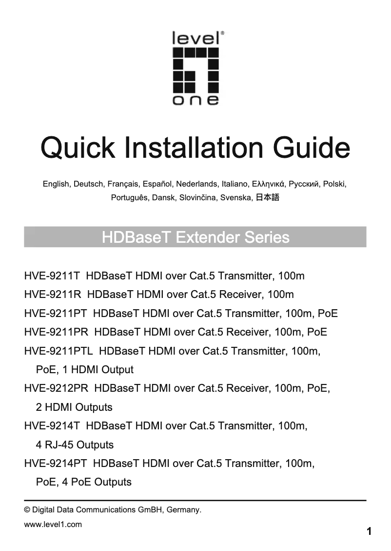 Page n°1 - Manuel utilisateur LevelOne HVE-9214T