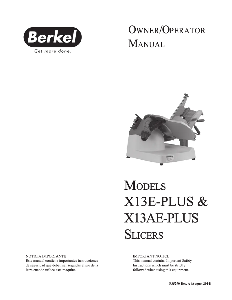 Página 1 del manual Manual de usuario Berkel X13AE-PLUS
