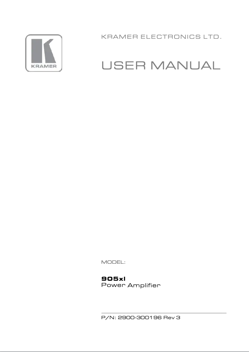 Page n°1 - Manuel utilisateur Kramer 905XL