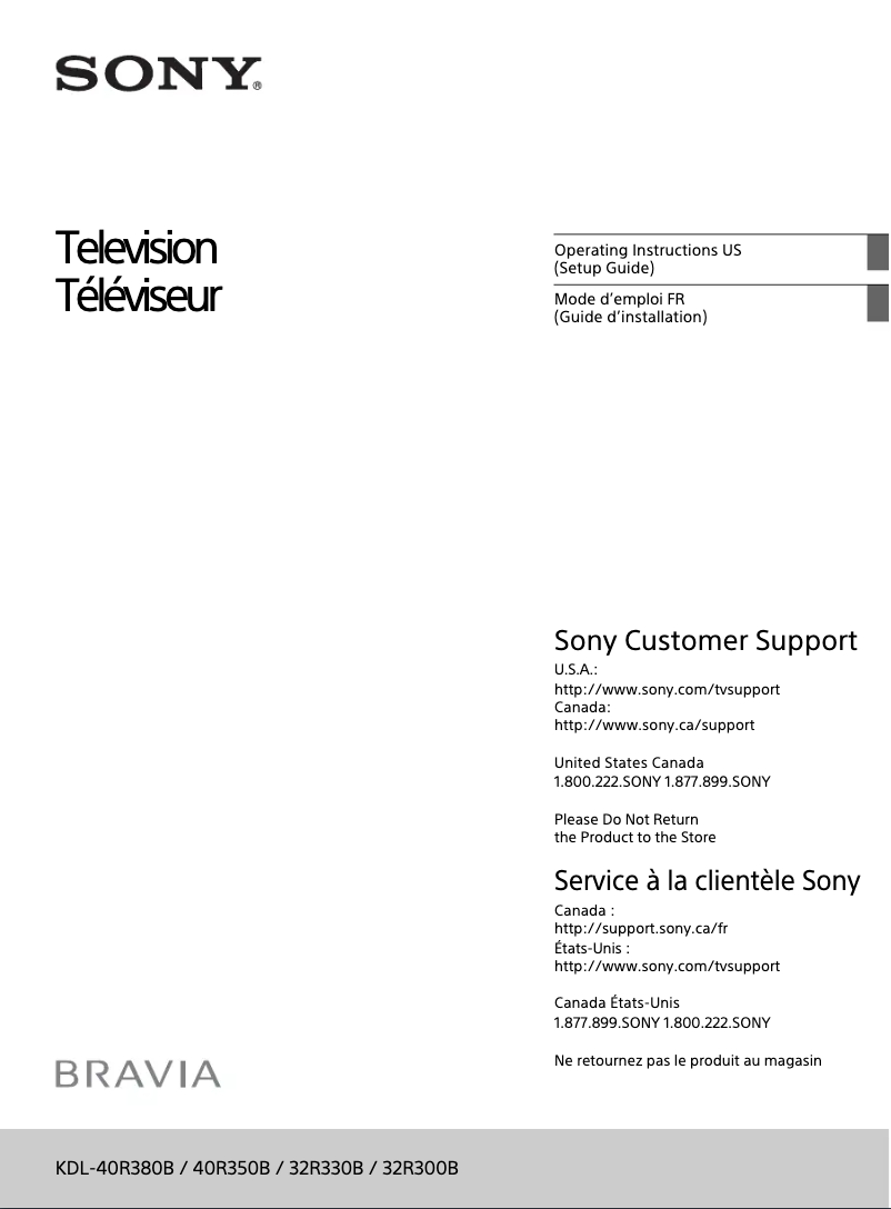 Page 1 de la notice Manuel utilisateur Sony Bravia KDL-32R330B