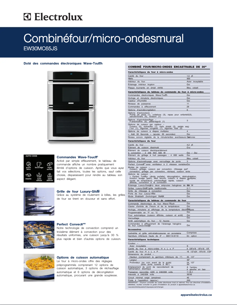 Página 1 del manual Ficha técnica Electrolux EW30MC65JB