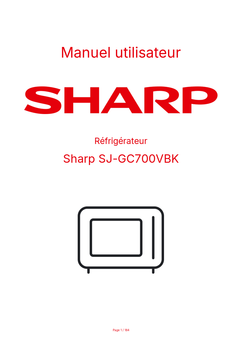 Page n°1 - Manuel utilisateur Sharp SJ-GC700VBK