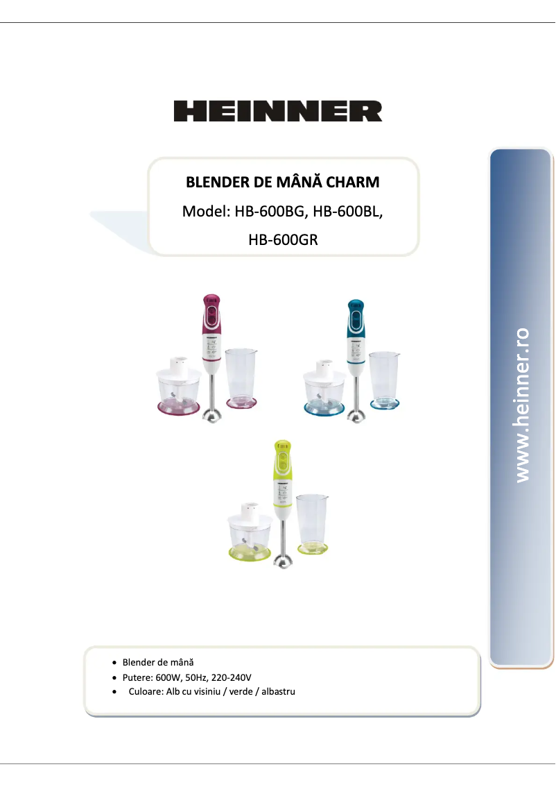 Page 1 de la notice Manuel utilisateur Heinner HB-600GR