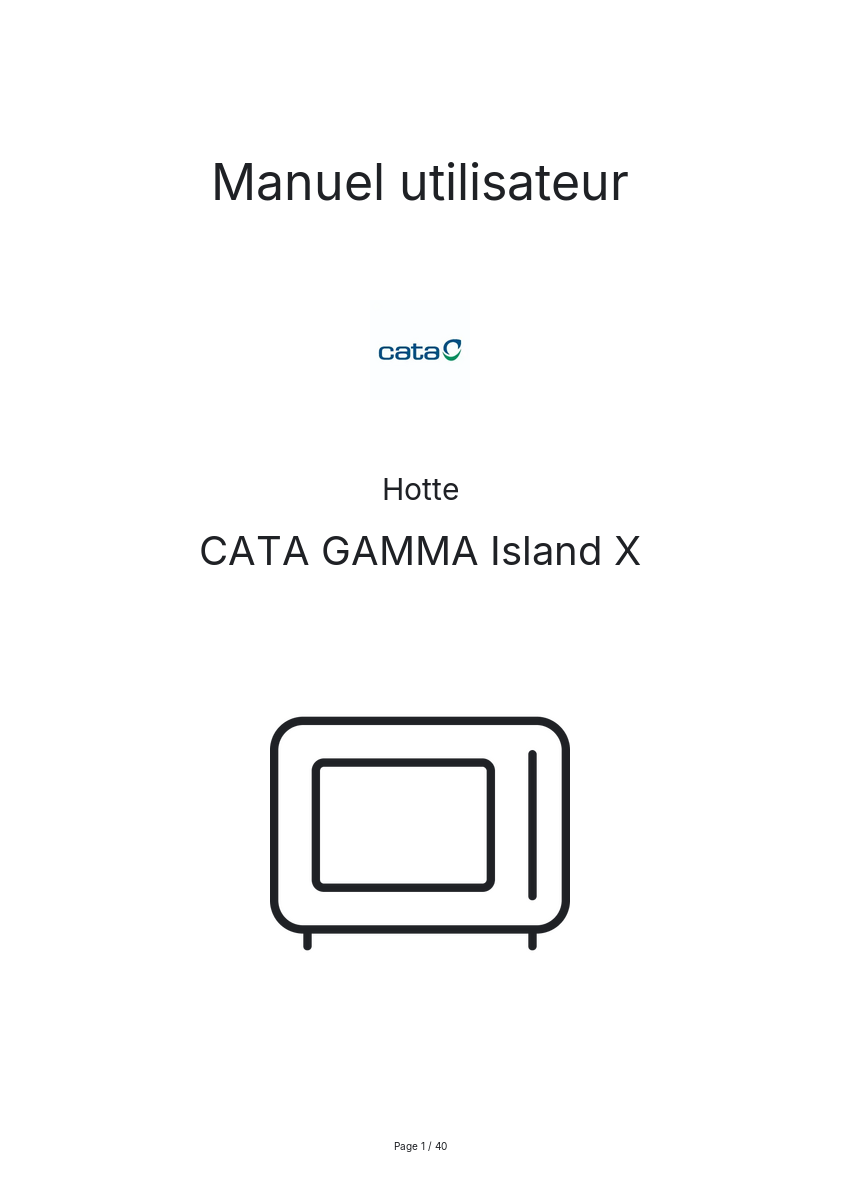 Page n°1 - Manuel utilisateur CATA GAMMA Island X