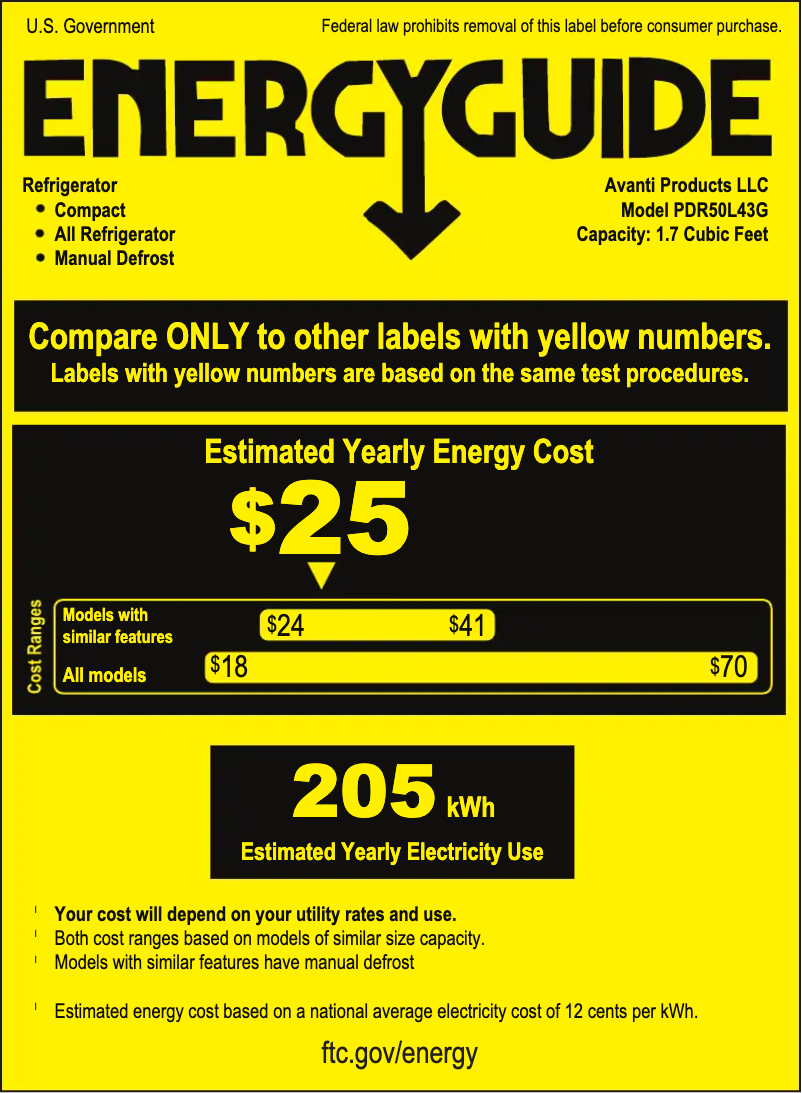 Page n°1 - Label énergétique Avanti PDR50L34G