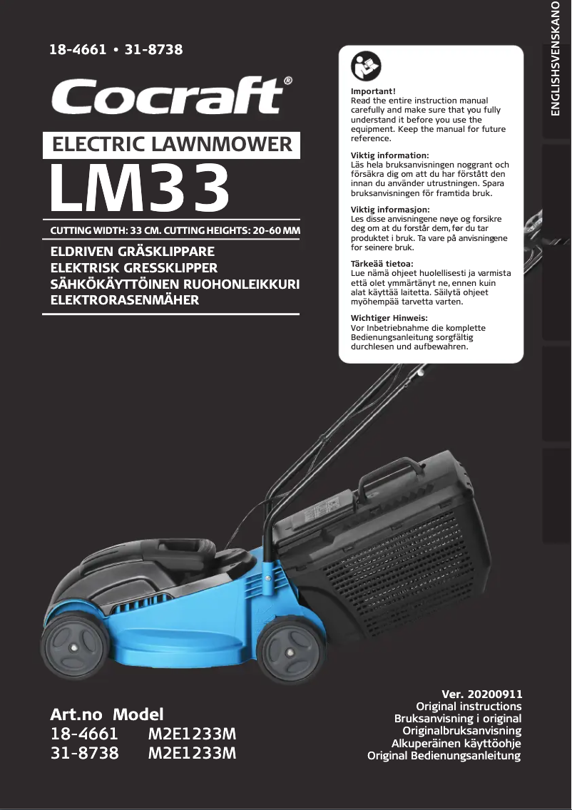 Page 1 de la notice Manuel utilisateur Cocraft LM33