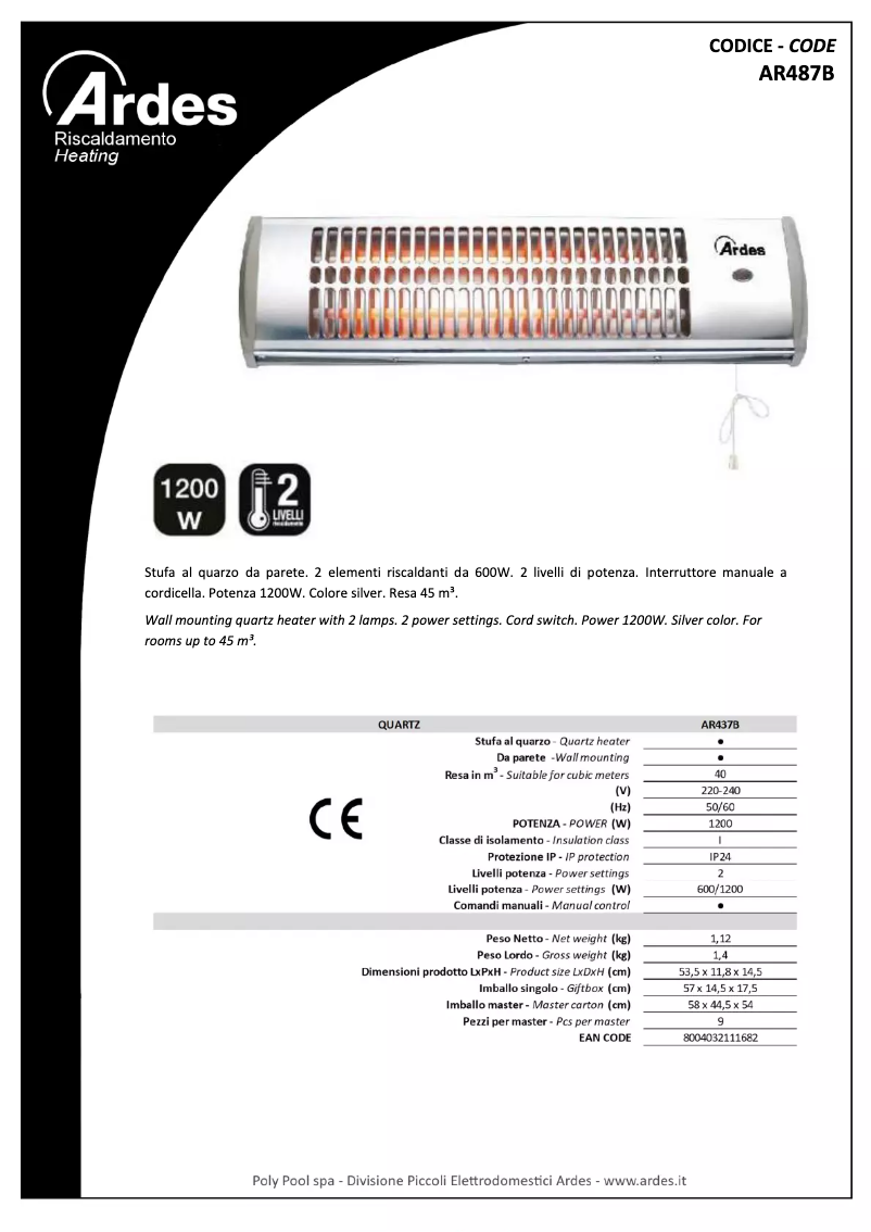 Página 1 del manual Ficha técnica Ardes AR437B