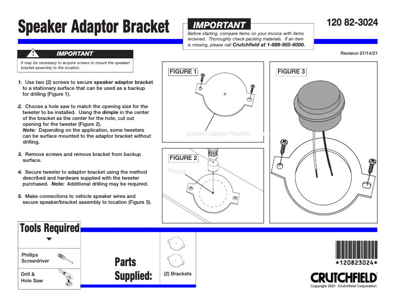 Page n°1 - Manuel utilisateur Metra 82-3024