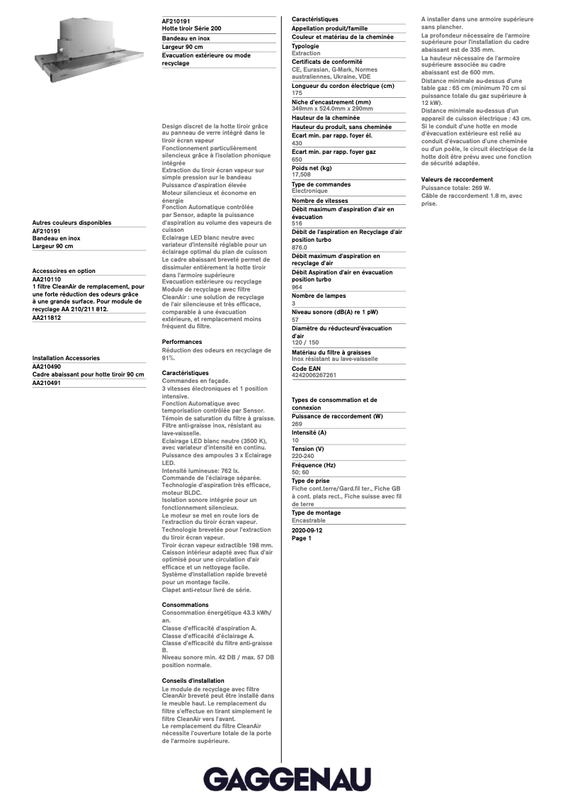 Image de la première page du manuel de l'appareil AF210191