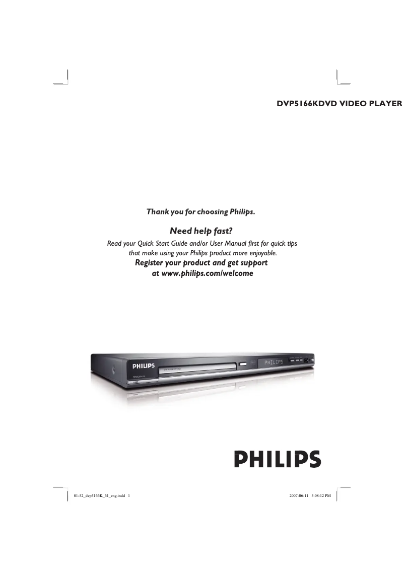 Page 1 of the manual User Manual Philips DVP5166K