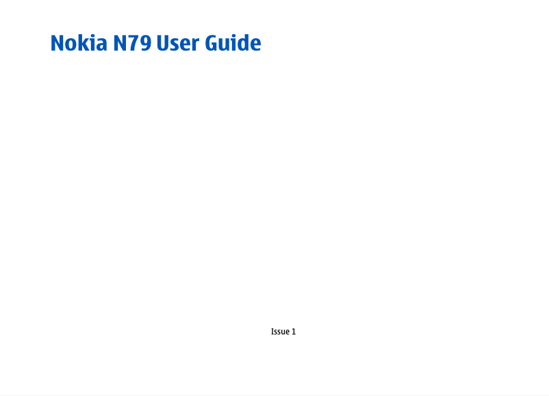 Page n°1 - Manuel utilisateur Nokia N79
