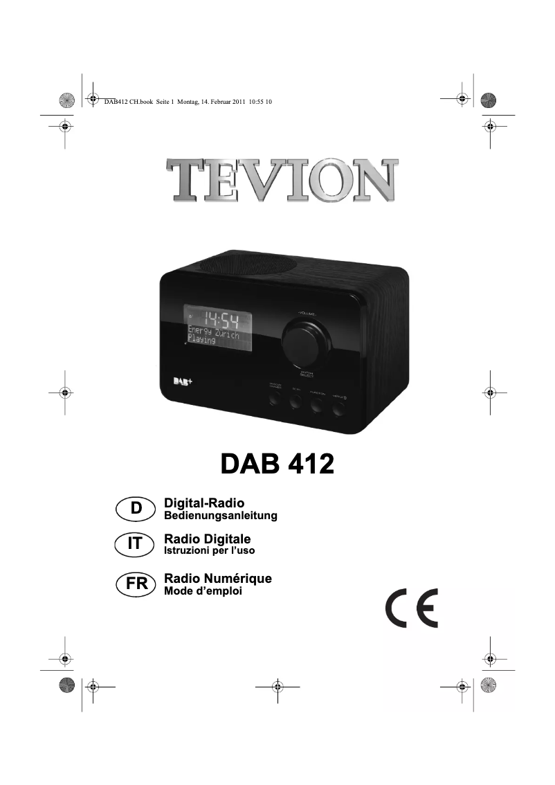 Page 1 de la notice Manuel utilisateur Tevion DAB 412