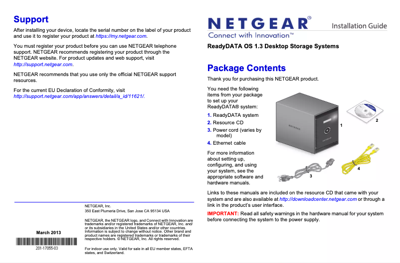 Page n°1 - Guide d'installation Netgear ReadyData RDD1