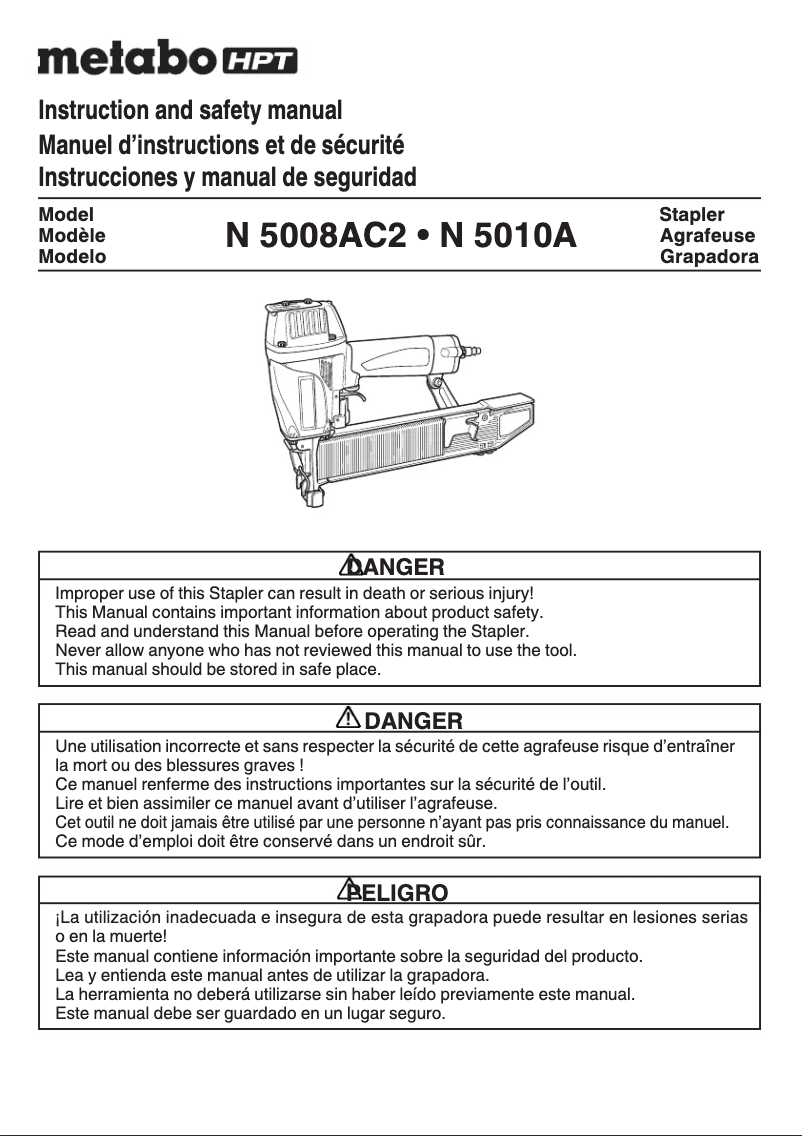 Page 1 of the manual User Manual Metabo N5010A