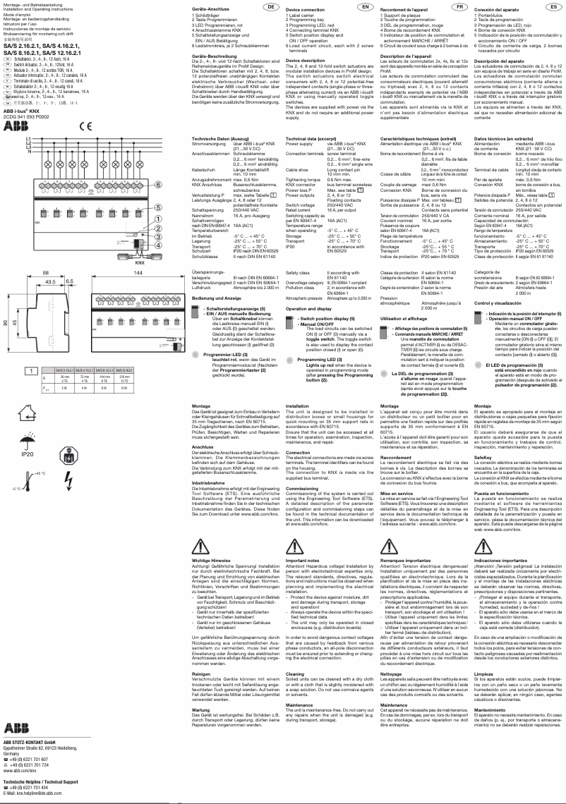 Image de la première page du manuel de l'appareil SA/S8.16.2.1