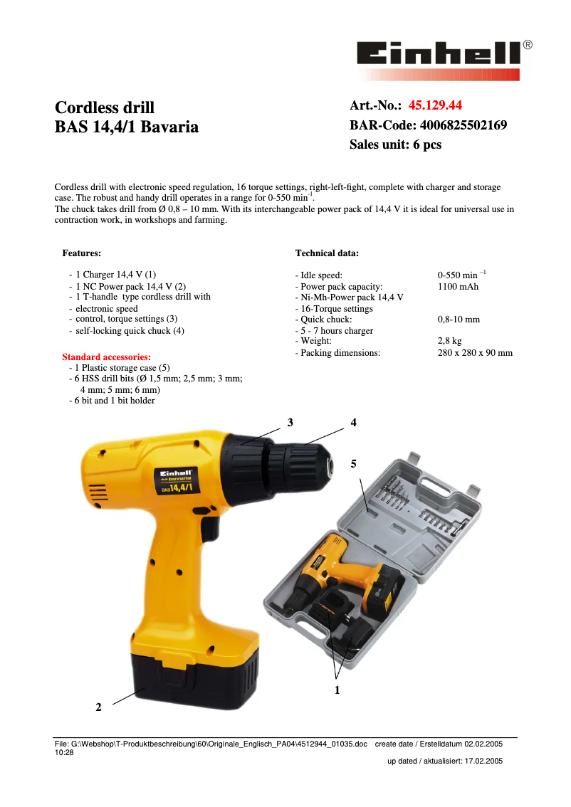 Image de la première page du manuel de l'appareil BAS 14.4/1