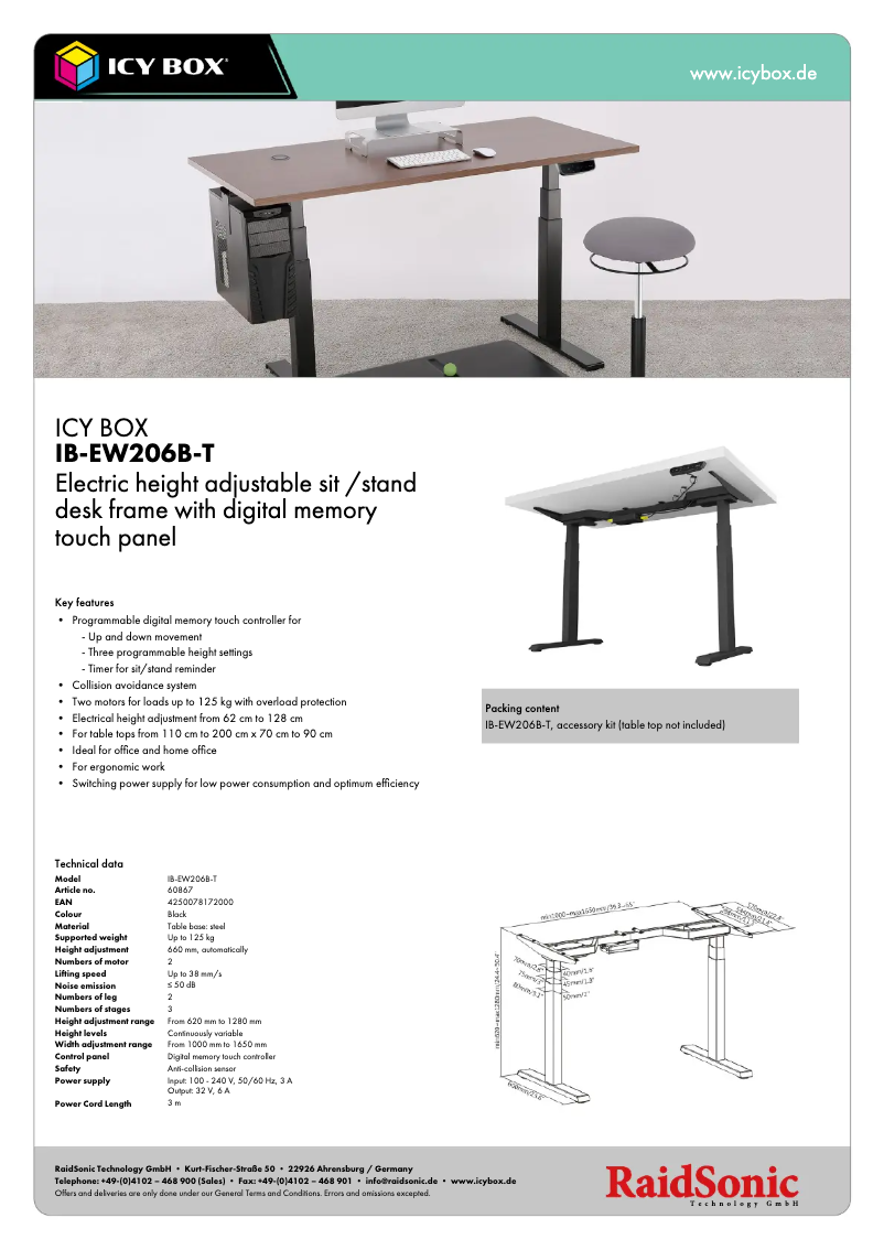 Page n°1 - Fiche technique Icy Box IB-EW206B-T
