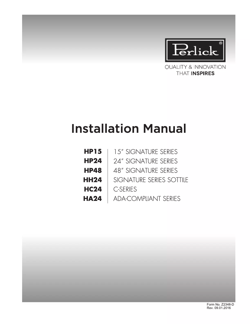 Page 1 de la notice Guide d'installation Perlick HH24RS-3