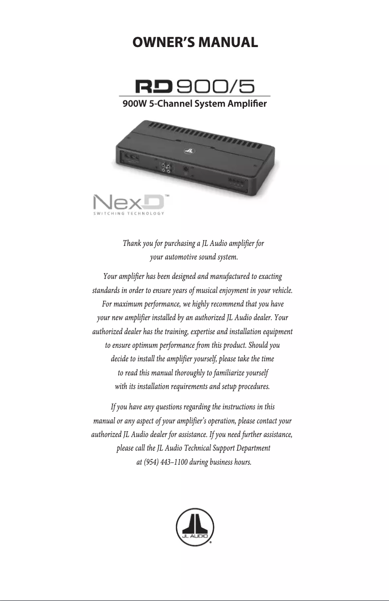 Page 1 de la notice Manuel utilisateur JL Audio RD900/5