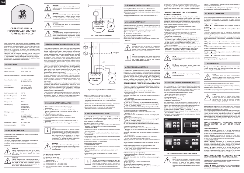 Page 1 de la notice Manuel utilisateur Fibaro Roller Shutter FGRM-222