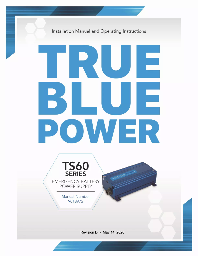 Page 1 de la notice Manuel utilisateur True Blue Power TS60