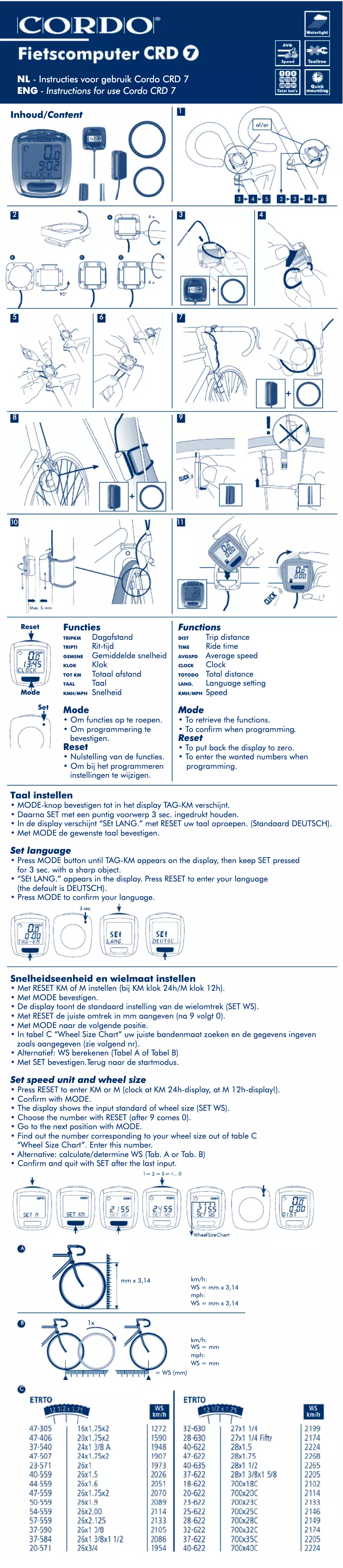 Page 1 de la notice Manuel utilisateur Cordo CRD 7