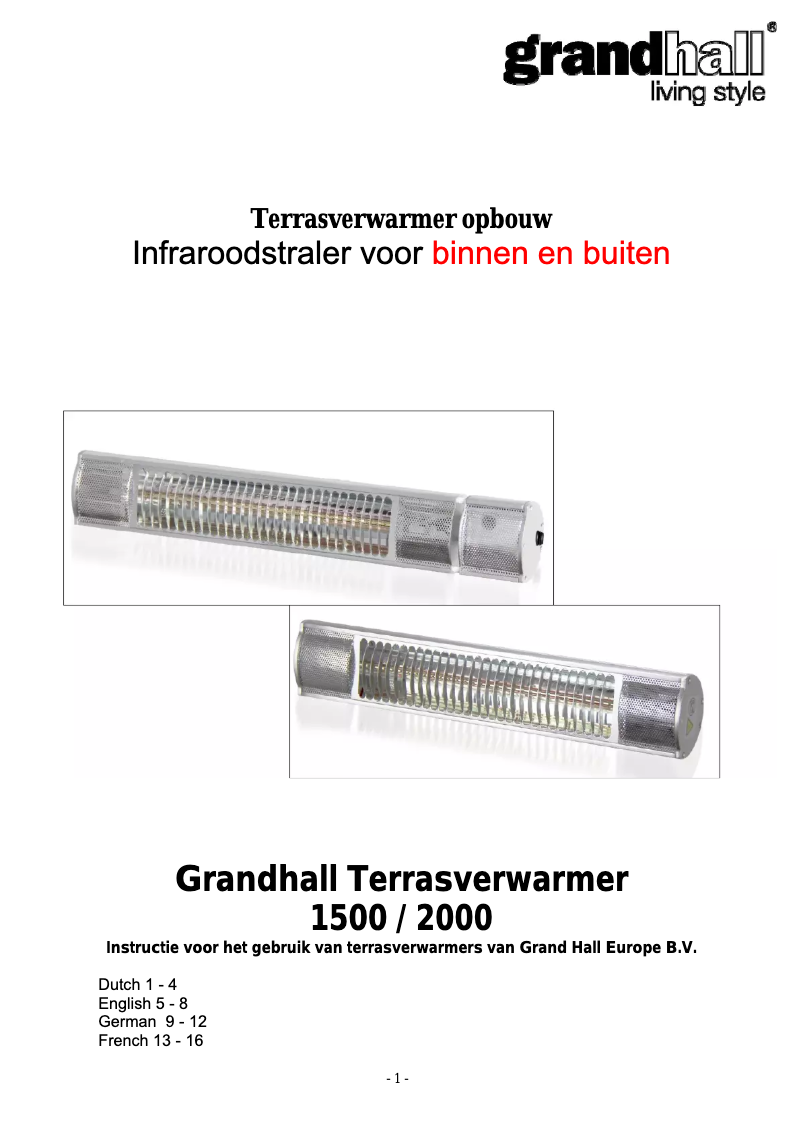 Page n°1 - Manuel utilisateur Grandhall Heat Glare 2000